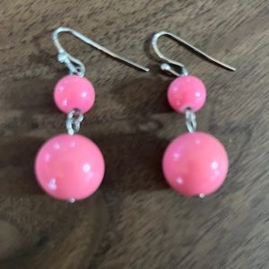 Pink Bubblegum Bead Dangle/Drop Womens Earrings 1-inch Long Fishhook Gently Used